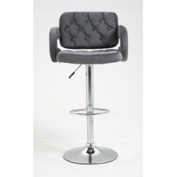 Graphite velour cosmetic stool, chrome