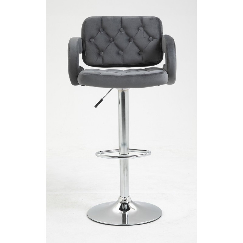 Graphite velour cosmetic stool, chrome