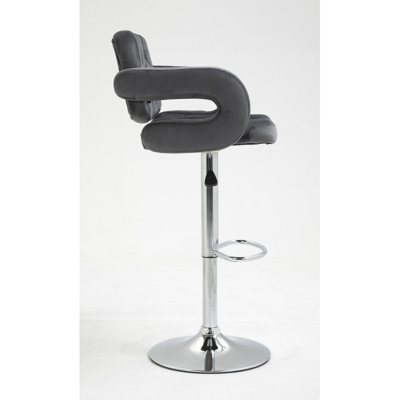 Grafitowe welurowe krzesło, chromowana podstawa