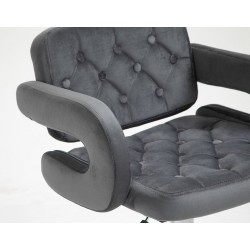 Grafitowy welurowy hoker chromowana podstawa