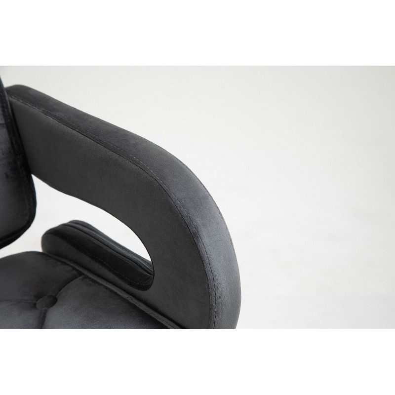 Graphite velvet stool chrome base