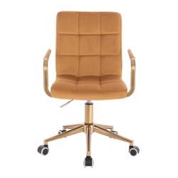 Honey velvet wheeled cosmetic chair