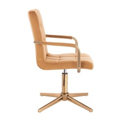 Honey velvet chair gold base