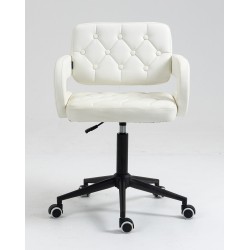 White eco-leather chair black base