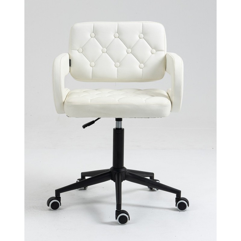 White eco-leather chair black base