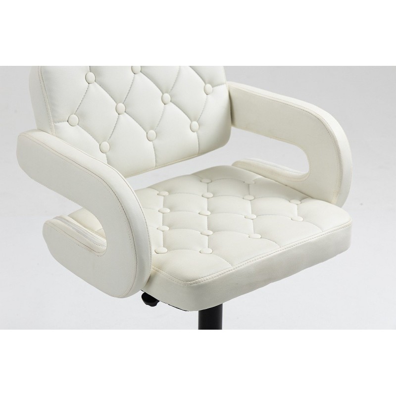 White eco-leather stool with casters