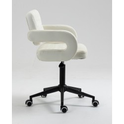 White faux-leather stool wheeled base
