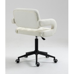 White eco-leather chair black base