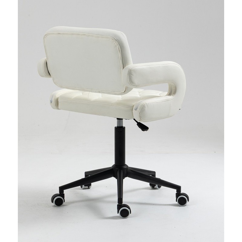 White eco-leather chair black base