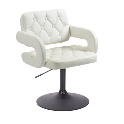 White faux-leather stool black base