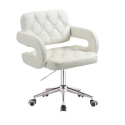 White eco-leather chair, chrome casters