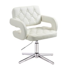 White eco-leather chair chrome crossbase