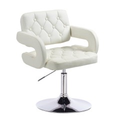 White eco-leather stool, chrome base