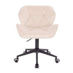 Cream velour chair black wheels