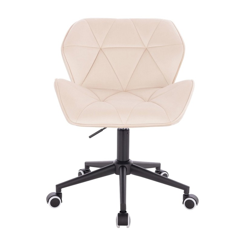 Cream velour chair black wheels