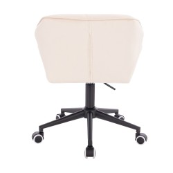 Cream velour chair on casters