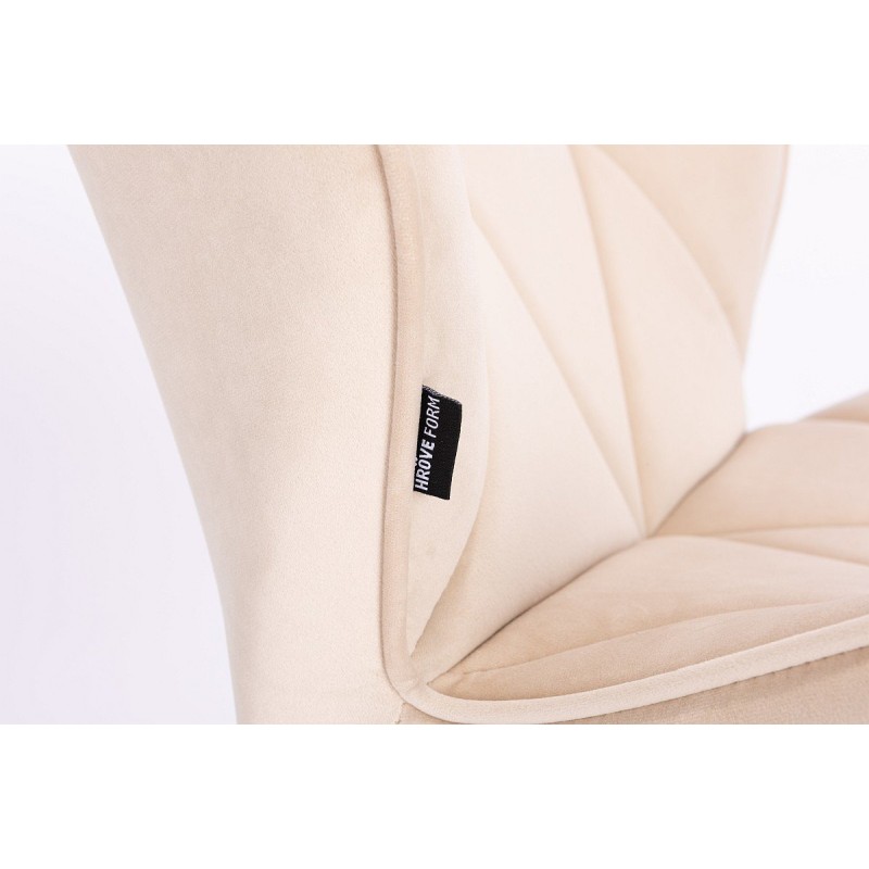 Cream velvet cosmetic chair wheels