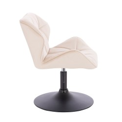 Fotel Hr111N Kremowy Welur Czarna Podstawa