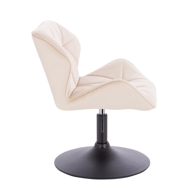 Fotel Hr111N Kremowy Welur Czarna Podstawa