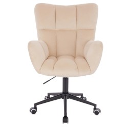 Cream velour salon chair wheels