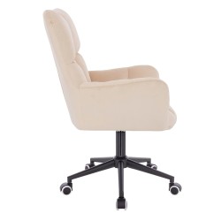 Cream velour cosmetic chair black base
