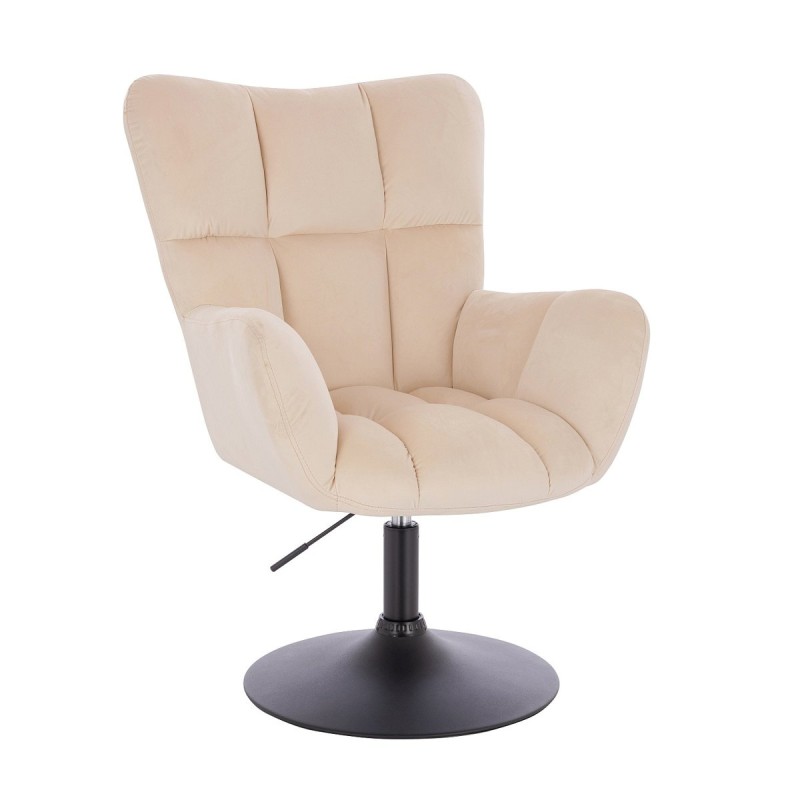 Cream velour chair black base