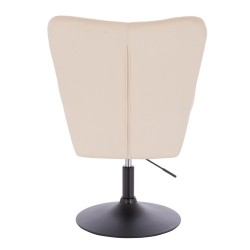 Cream velour chair black base