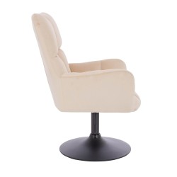 Cream velour chair black base