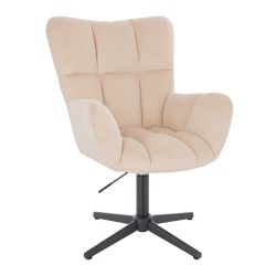 Cream velour chair black base