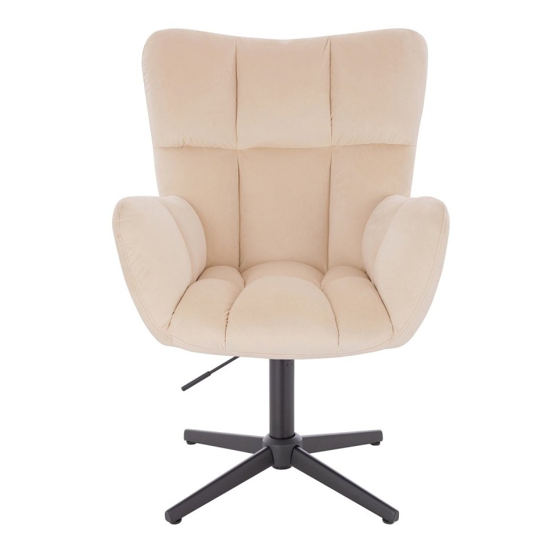 Cream velour chair black crossbase