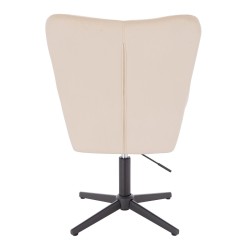 Cream velour chair black cross-base