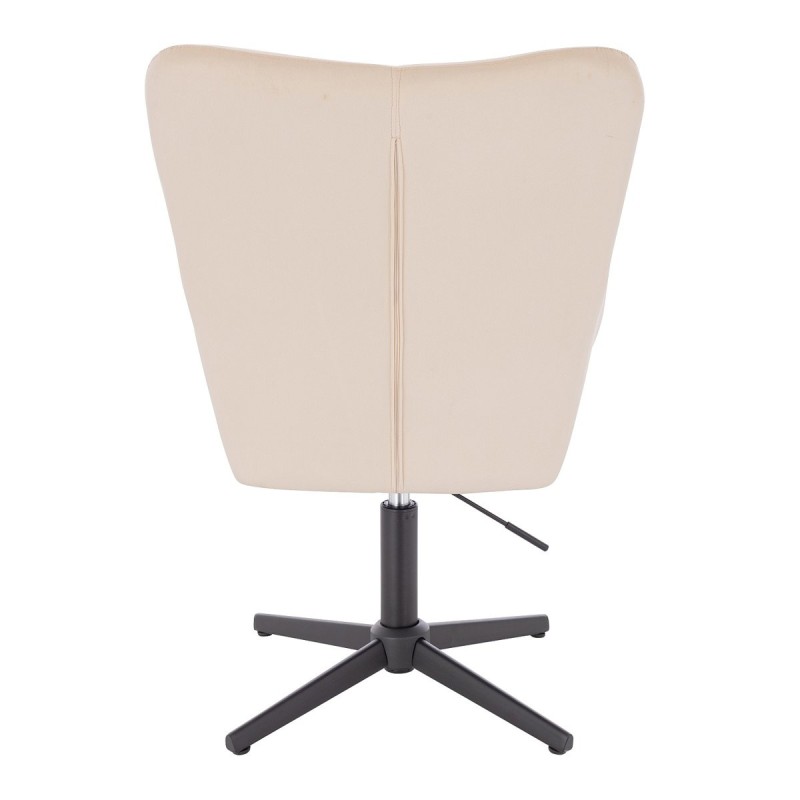 Cream velour chair black cross-base