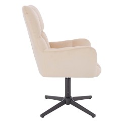 Cream velour chair black base