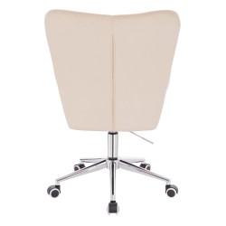 Cream velvet chair chrome casters