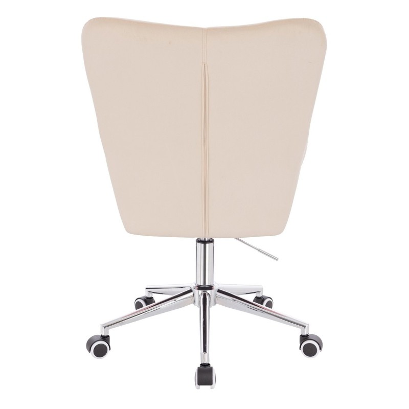 Cream velvet chair chrome casters