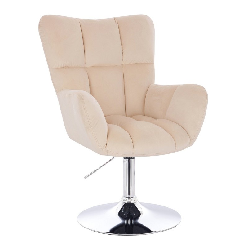 Cream velour cosmetic chair chrome