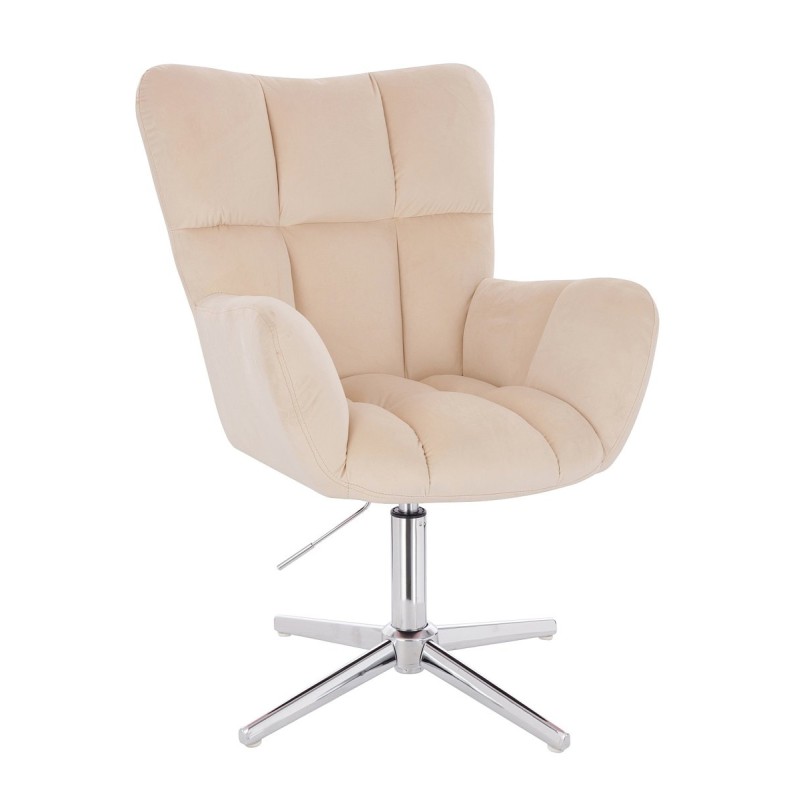 Cream velour chair chrome base