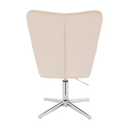 Cream velour beauty chair chrome-cross