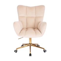 Cream velour chair gold wheels