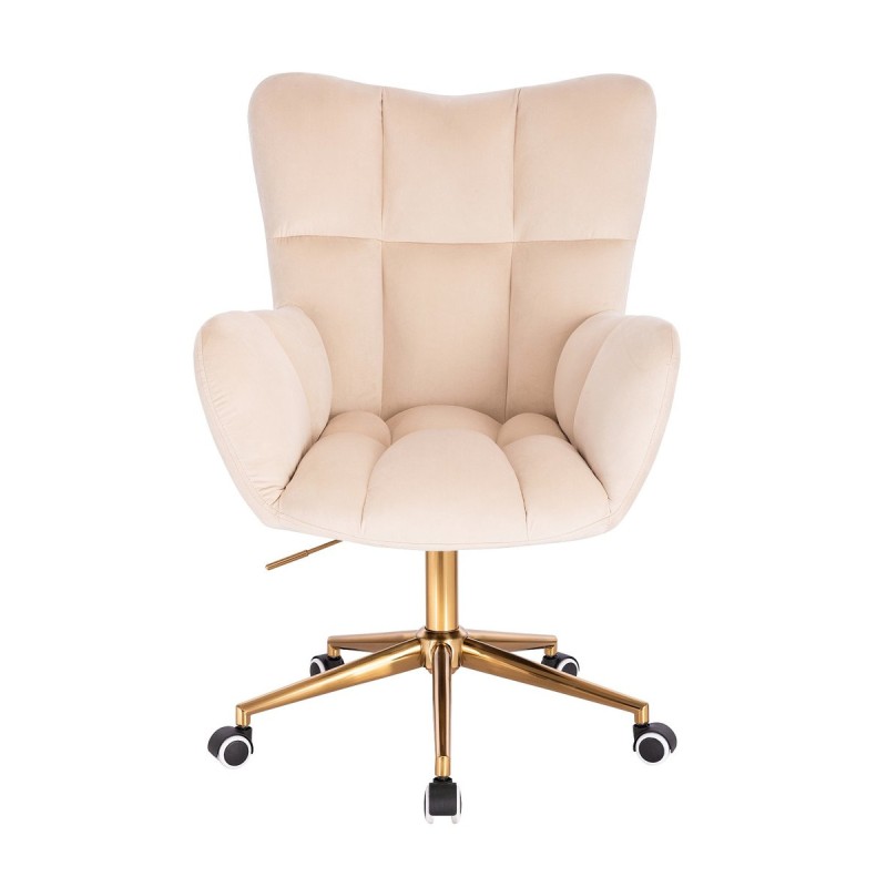 Cream velour chair gold wheels