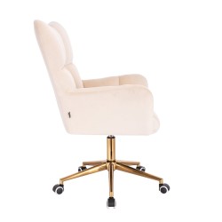 Cream velour chair gold base