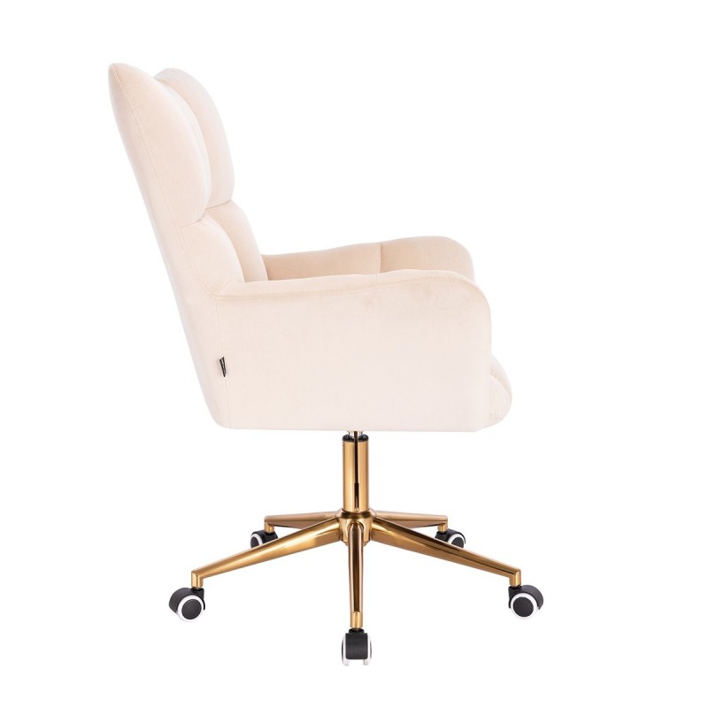 Cream velour chair gold base