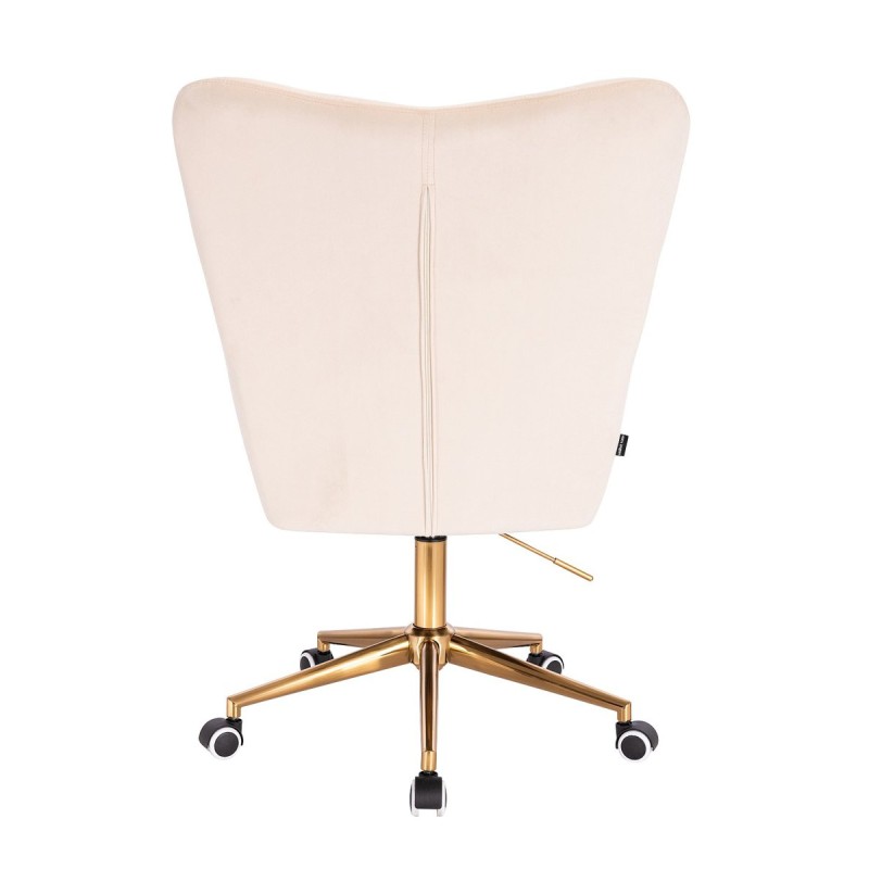 Cream velvet chair gold casters