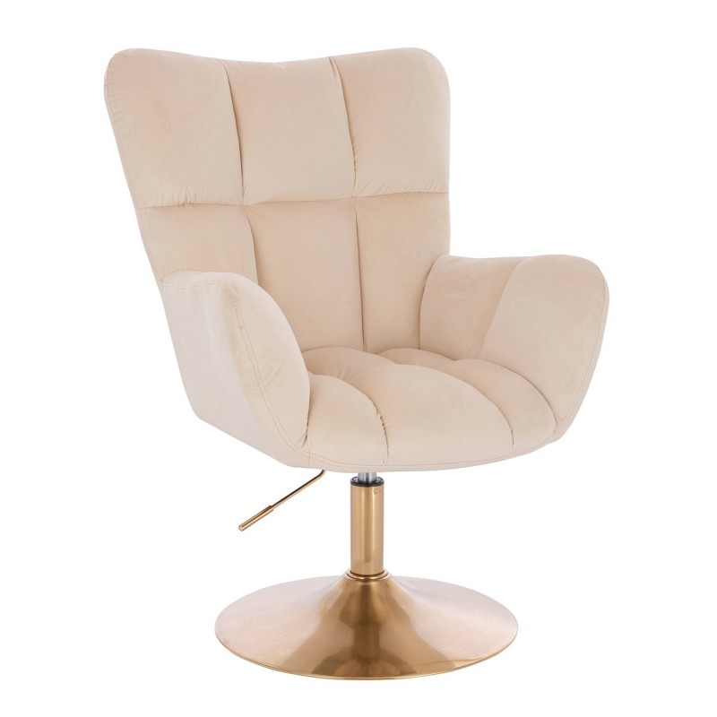 Cream velour chair gold base