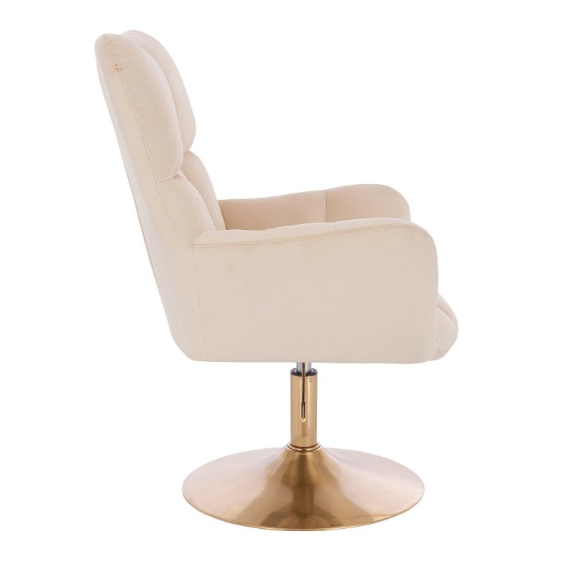 Cream velour chair gold base