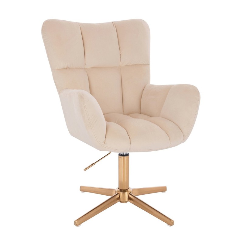 Cream velour cosmetic chair gold-base