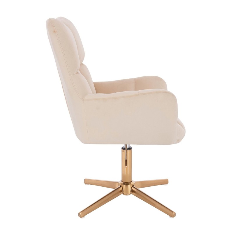 Cream velvet chair gold cross-base