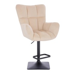 Cream velour chair black base