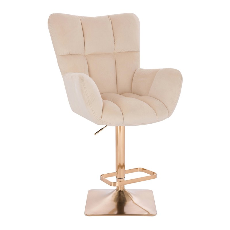 Cream velour chair gold base