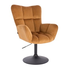 Honey velvet chair black base